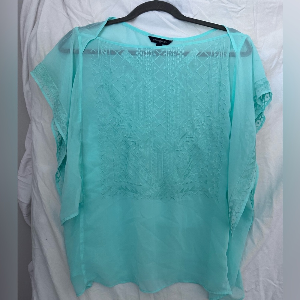 Women’s XL sheer bright green Banana Republic blouse